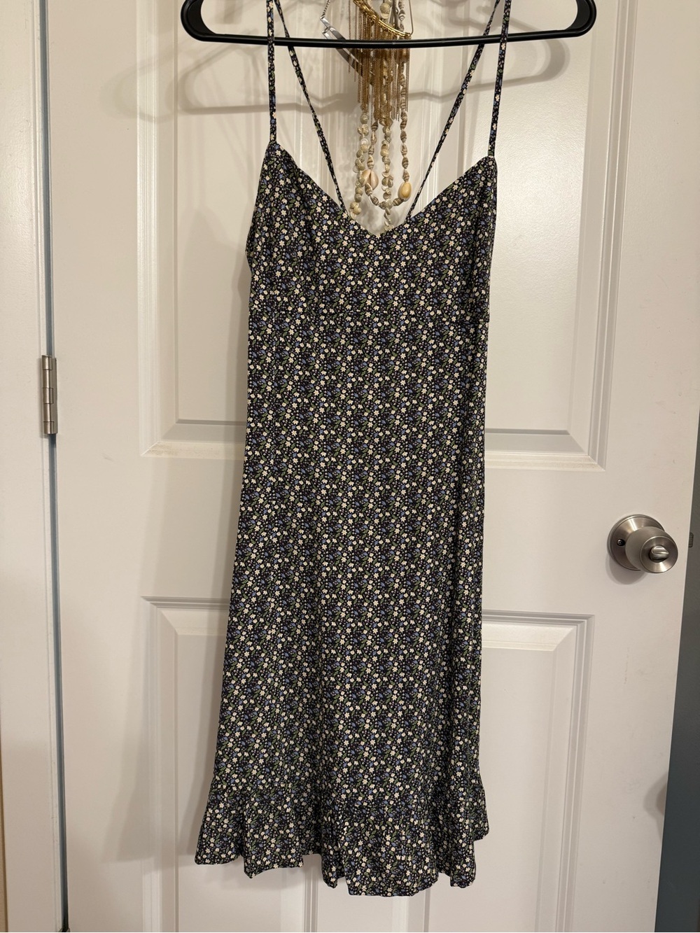 Floral Slip Dress with Ruffle Hem - Black Daisy- from Bohme
